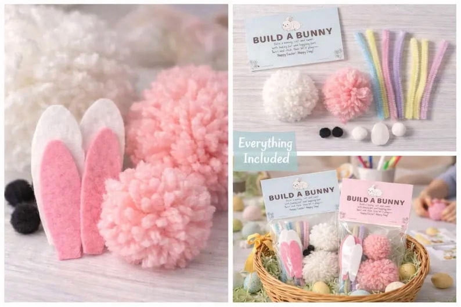 Easter Basket Stuffers, Handmade Build a Bunny Craft Kit, 2 Pack Easter DIY Art Set for Kids, Spring Easter Crafts for Classroom Party Activities, Gift for Boys Girls