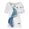 thumbnail image 3 of Gibobby Playera de Manga Corta con Cuello Redondo Camiseta manga corta con estampado flores y botones para mujer, camiseta manga corta, informal, Sexy, verano, para (Azul,M), 3 of 4
