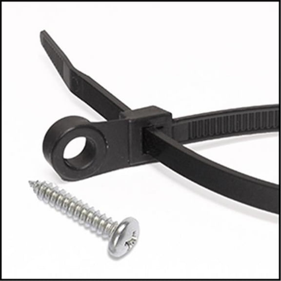 EverMark EM-07-50-MH-0-C 7 in. Ultra Violet Black Mounting Hole Cable Tie, 50 lbs - Pack of 100