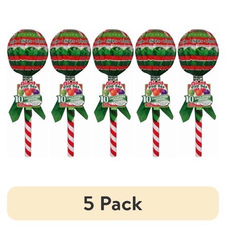 (5 pack) Giant Pop with 10 Lollipop Sticks Inside by Dat'l Do-it, Christmas Red, 2.46 oz, 1 Ct