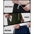 thumbnail image 6 of NY Threads 3 Pack Men's Athletic Shorts Quick Dry Lightweight Workout Running Gym Shorts with Pockets, XX-Large, Black/Dark Grey/Red, 6 of 7