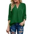thumbnail image 2 of Fantaslook Womens Blouses 3/4 Sleeve V Neck Work Shirts Dressy Tops Chiffon Office Wear, 2 of 9