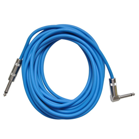 Seismic Audio - Blue 20 Foot Right Angle to Straight Guitar Instrument Cable Blue - SAGC20R-Blue