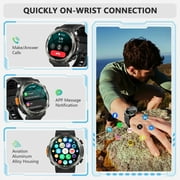 Blackview Rugged Smart Watch for Men, 1.45 HD Display Bluetooth Calling Smartwatch with Flashlight, Compass, 960mAh Battery, 100+ Sports Modes, Military Style Fitness Watch for Android iPhone,Black