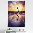 thumbnail image 1 of Yoga Tapestry, Woman Practicing Yoga on Beach Sunset Dramatic Sky Water Reflection Image, Fabric Wall Hanging Decor for Bedroom Living Room Dorm, 5 Sizes, Yellow Blue Dark Brown, by Ambesonne, 1 of 1