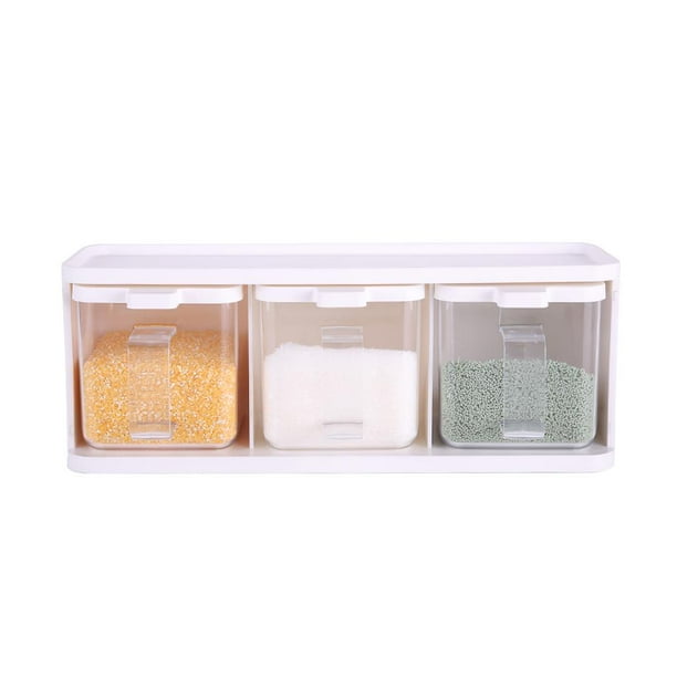 Estante Transparente Para Condimentos, Recipiente De Plástico Para Almacenamiento De Especias, Recipiente Transparente Para Almacenamiento De Condimentos Con Cuchara De Tapa Para Cocina, Azúcar, Sal Minnieouse HA019404-00