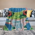 thumbnail image 2 of PRATYUS Cute Frog Blanket Cartoon Green Frog Throw Blanket Frog Stuff Animal Gifts for Girls Boys Kids Frog Lovers Woman Adults Warm Soft Comfort Flannel Blanket Decor for Couch 40x50in, 2 of 6