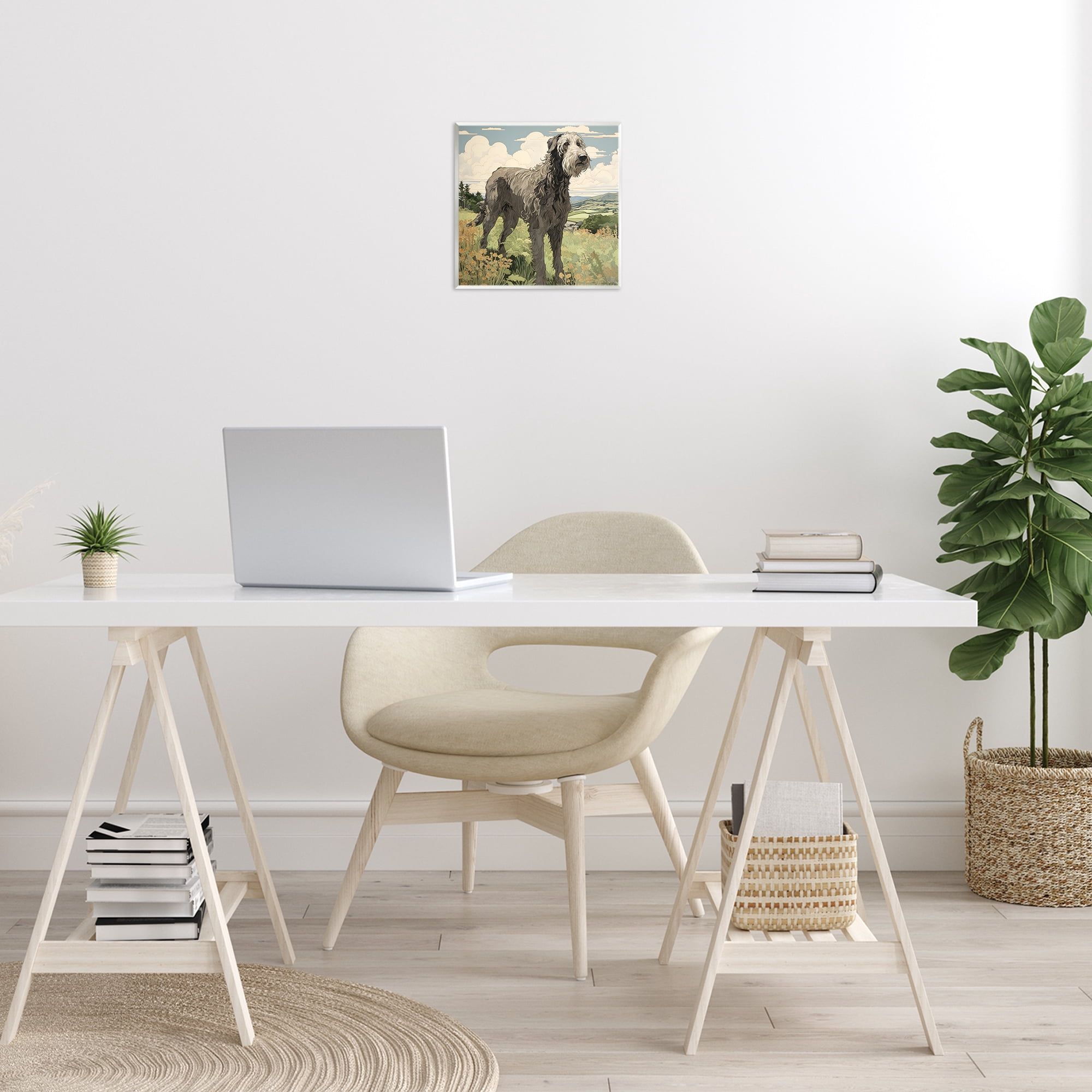 Stupell Industries Countryside Landscape Dog Landscape Painting Unframed Art Print Wall Art, 12 x 12