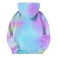 thumbnail image 4 of Children's Hoodies Casual Long Sleeve Gradient Color Pullover Tops Loose Comfortable Daily Hooded Sweatshirt with Pockets Blue 14 Years, 4 of 5