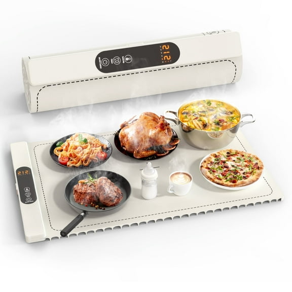 New Electric Warming Tray - Full Surface Heating,Rollable & Portable,Premium Silicone Nano-Material,3 Temperature Settings,Auto Shut-Off -Versatile Food Warmer for Gatherings,Parties,Everyday Use