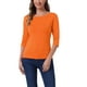 thumbnail image 1 of Camisetas casuales de ajuste slim con cuello barco y mangas de codo para mujeres INSPIRE CHIC, color naranja, talla XL, 1 of 6
