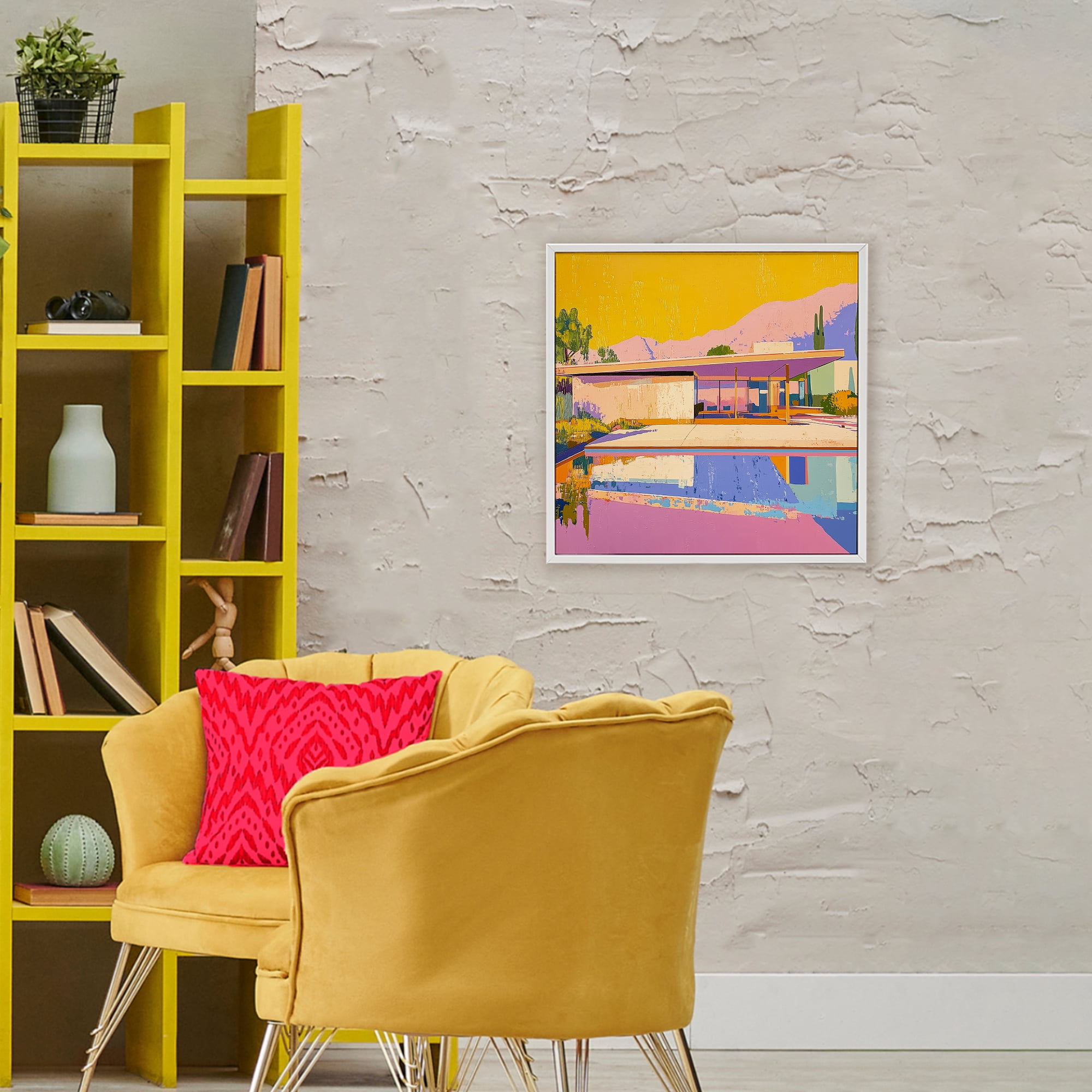 Stupell Industries Vivid Case Study House White Framed Giclee Art, design by Walker Noble