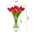 thumbnail image 3 of Enova Home Real Touch Tulip in Cylinder Glass Vase with Faux Water, Artificial Silk Flower Arrangement for Home Office Wedding Decoration (Red), 3 of 3