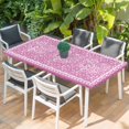 thumbnail image 2 of Valentine's Day Table Cloths for 4 Foot Rectangle Tables, Pink Love Rustic Retro Abstract Art Patio Waterproof Elastic Fitted Tablecloths, Washable Rectangular Table Cover for Camping, 2 of 8