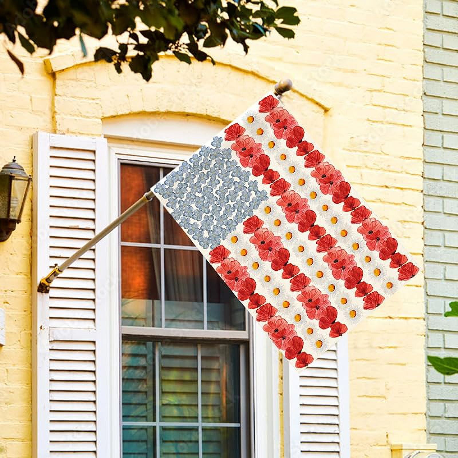 Myosotis Poppy Memorial Day House Flag 3x5 FT Double Sided Outside, Patriotic American Flag Yard Outdoor Decoration