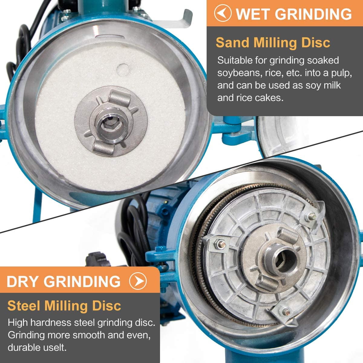 Docred Electric Grain Mill Grinder Dry Wet Grinder, Corn Mill Corn Grinder, 110V 3000W Wheat Grinder Feed Mill Flour Mill Cereals Grinder Rice Mill with Funnel (Wet Dry Grinder)