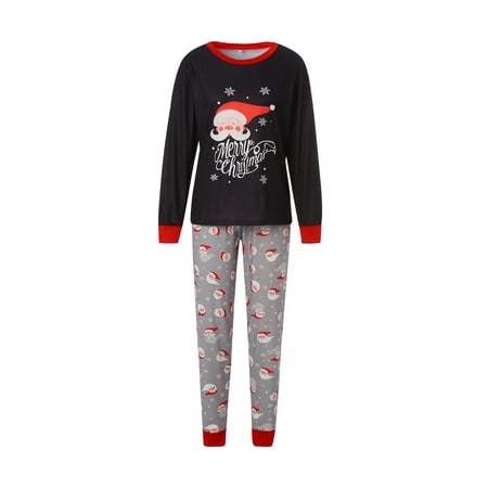 

Genuiskids Christmas Parent Children Pajama Sets Santa Print Long-Sleeves Tops with Casual Pants Loungewear for Father Mother Kids