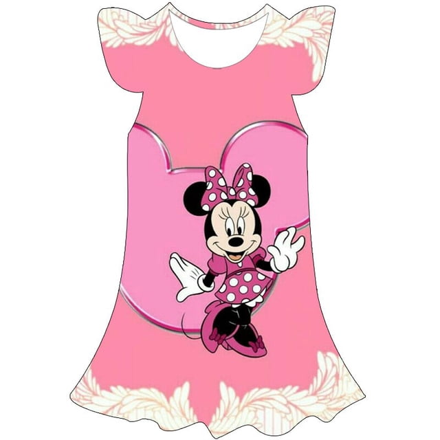 Ropa de niñas pequeñas de Disney, vestido de princesa de malla de manga corta de Minnie Mouse, Vestidos de fiesta de cumpleaños, disfraz de niñas pequeñas, ropa 6T Gao Jinjia LED