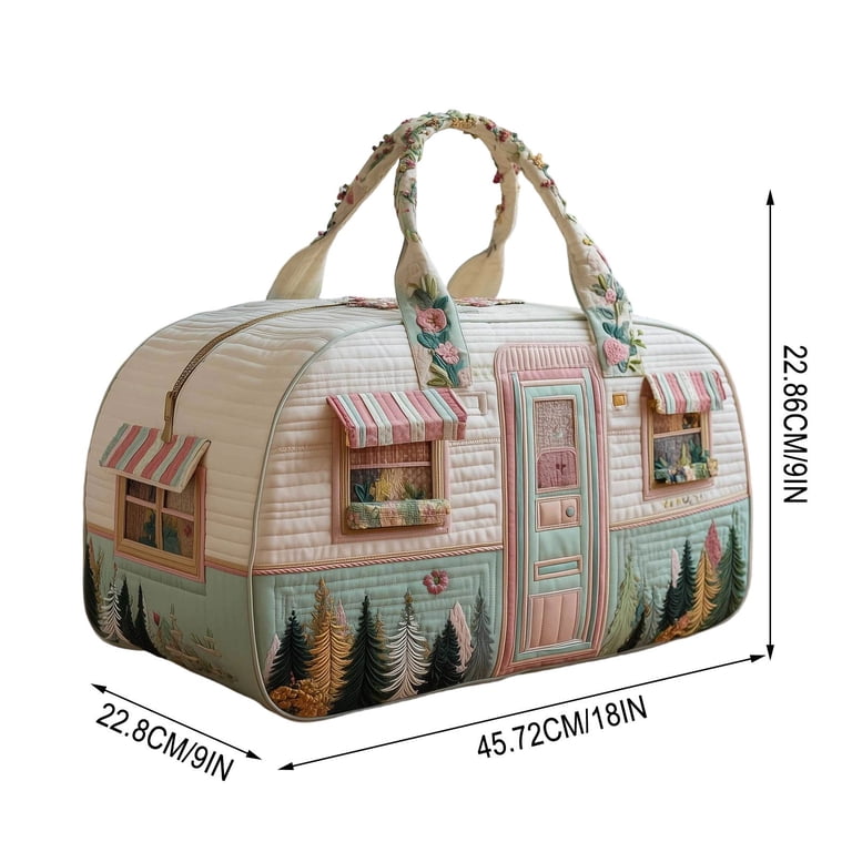 cute travel duffel bags Navy Striped Quilted | Wholesale | Katydid Blue Puffer Duffel Bag with Bow Ribbon Straps Cute Cute Classic Design Travel Duffel
