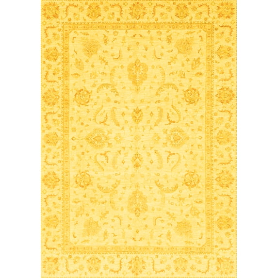 Ahgly Company Indoor Rectangle Oriental Yellow Traditional Area Rugs, 7' x 10'