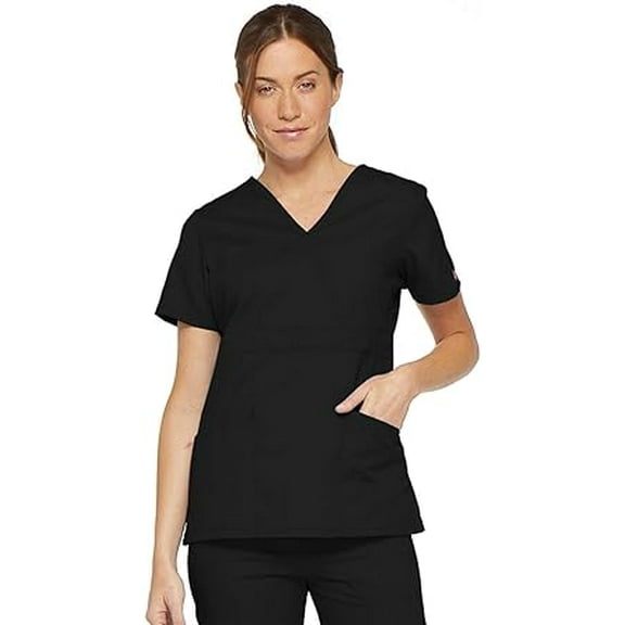 Dickies Women’s V-Neck Scrub Top DK616 – Wild About Winter Print, Size Small, Short Sleeve