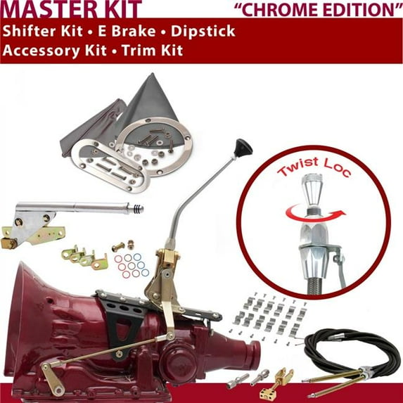 American Shifter C4 Shifter Kit 10 in. E Brake Cable Clamp Trim Kit Dipstick for D705A