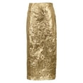 thumbnail image 7 of Sngxgn Womens Midi Skirt High Waisted Solid Dress Elegant Skirts(Gold,M), 7 of 7