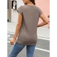 thumbnail image 5 of CUPTACC Tops for Women Crew Neck Basic Tee Shirts Casual Trendy Lightweight Summer Soft T-Shirt Business CoffeeGrey L, 5 of 6