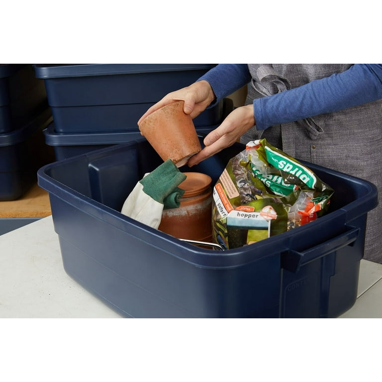 Roughneck Storage Tote, Dark Indigo Metallic, 10-Gallons