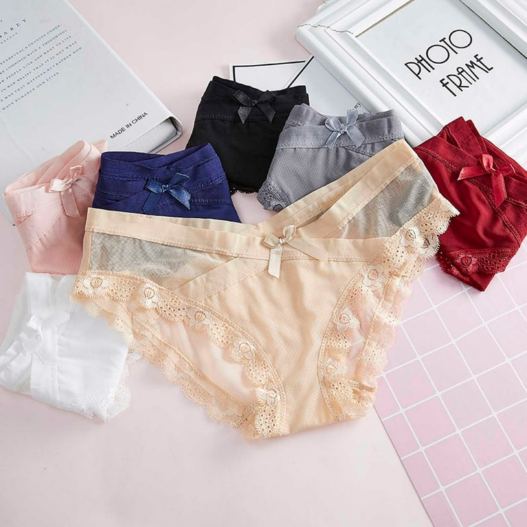 QIPOPIQ Underwear for Women Plus Size As A Cicada-wing Mesh Low-waist Cross-belt  Panties 
