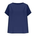 thumbnail image 5 of Summer Plus Size Shirts for Womens Fashion Round Neck Solid Color Light Sensing Face Short Sleeve Loose T-shirt, 5 of 7