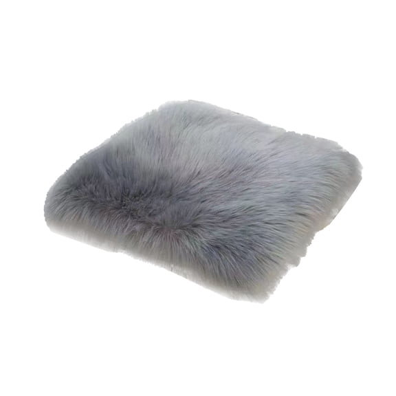 Grey Faux Sheepskin Chair Cover Seat Cushion Pad Super Fluffy Soft Rug for Vanity Chair Sofa Bedroom Living Room Decor 11X11 Inches