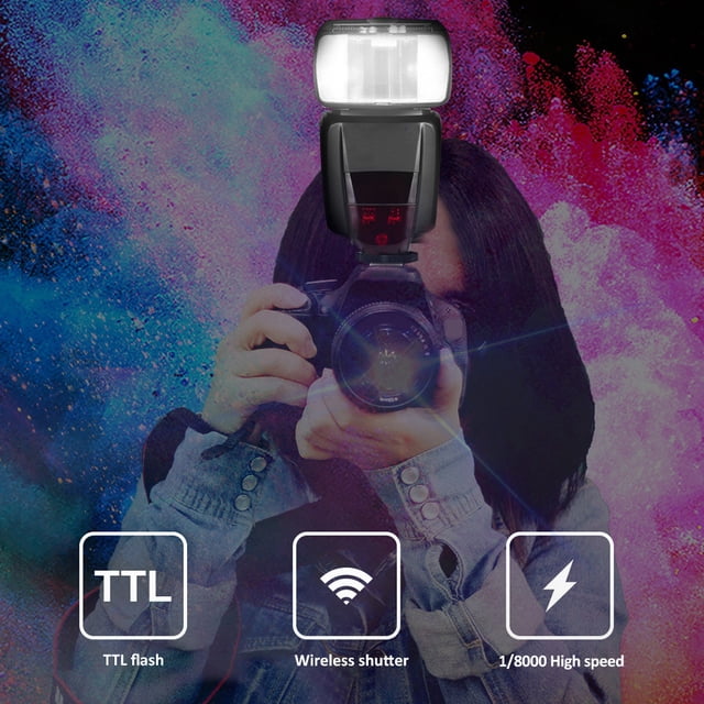 Cámara Speedlite, flash de cámara VISICO Speedlite Flash de cámara Speedlite inalámbrico resistente y resistente Jadeshay A