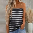 thumbnail image 2 of Puliio Womens Tank Tops Stripe Print Strapless Bandeau Tank Casual Sleeveless Summer Vacation Loose Holiday Top Shirt Blouse Women Tanks Top, 2 of 5