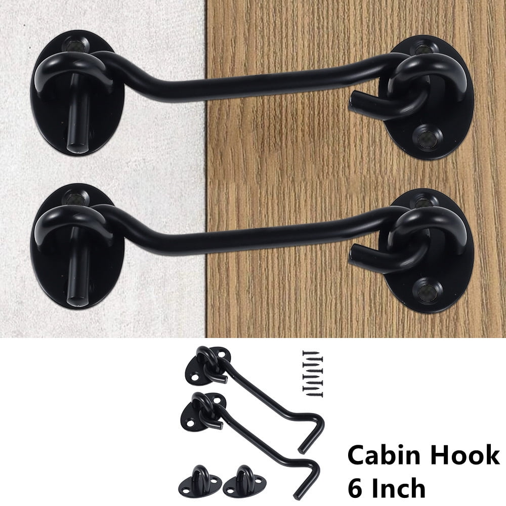 Fyeme Hook and Eye Latch,Cabin Hook Black Hook and Eye Latch Stainless