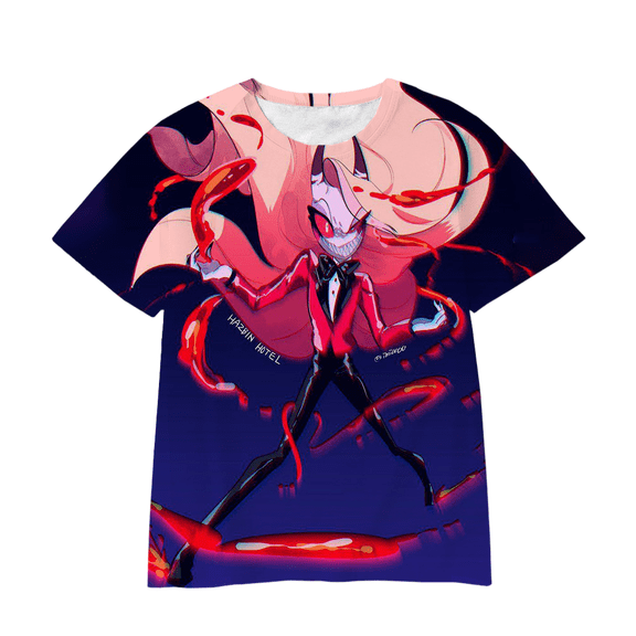 XUANXIAOJIANG Hazbin Hotel Charlie Morningstar T-shirt Unisex Cotton Short Sleeved Shirt- Comfortable Casual Wear for Everyday Fashion