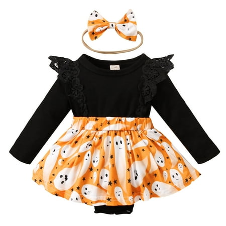 

Toddler Boys Bodysuits Lace Ruffle Trim Long Sleeve Printed Headbands Set Daily Kids Children Clothes Cartoon Trendy Soft Cute Outwear Streetwear Spring Summer Rompers Jumpsuits