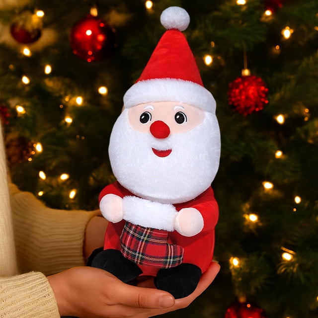 Peluche de Papá Noel, Decoración Navideña, Regalo | Tela Roja, 25 Cm | Relleno Suave y Seguro | Decoración y Regalo Navideño | 1 Papá Noel de Seda