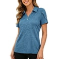 thumbnail image 2 of GUACER Quarter Zip Polo Shirts for Women Short Sleeve Heathered Golf Tennis Tops Casual Activewear Work Blouses, 2 of 6
