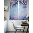 thumbnail image 4 of Purple Flowers Sheer Curtains 63 Inch Length 2 Panels Set, Vintage Blue Mottled Walls Pastoral Voile Window Treatment Rod Pocket Curtains Sheers Drapes for Bedroom/Living Room/Kitchen 52x"63"x2, 4 of 7