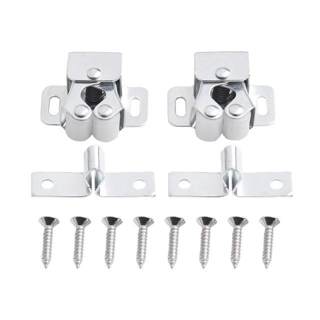 MYG pour Bantam Clips de Porte Armoire Perles Tactiles Type Carte Loquets Magnétiques Double Rouleau Matériel Auto-Fermant pour Tiroirs Réduction de Bruit Blanc Zinc 2 Pcs