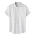 thumbnail image 1 of WEAIXIMIUNG Custom T Shirts for Men Male Solid Color Jacquard Striped Shirt Pure Short Sleeve Lapel Button Down Shirt, 1 of 9