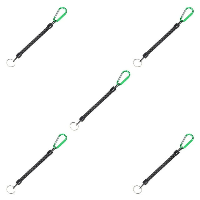 kurtrusly 2pcs Carabiner Anti -Lost Rope sub -Plier Control Fish Buckle Rope Strong Pull Lanyard 6 Color green 5Set