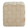 thumbnail image 2 of Square Braided 16" Cream Velvet Ottoman by, 2 of 6