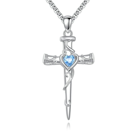 Nail Cross Necklace 925 Sterling Silver Heart Nail Crucifix Pendant Christian Jewelry Gifts for Men Women