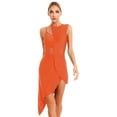 thumbnail image 1 of zdhoor Robe de Danse Lyrique Sans Manches pour Femmes à Ourlet Irrégulier, Latin Jazz Tango, Orange, P, 1 of 7