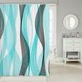 thumbnail image 2 of Erosebridal Cyan Abstract Bathroom Curtain 72x78, Chic Minimalism Bathroom Decor, Geometric Stripe Decor, Waterproof, 2 of 5
