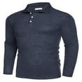 thumbnail image 4 of Men‘s Spring Autumn Solid Color Button Shirts with Long Sleeve Lapel Tops, 4 of 9
