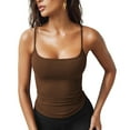 thumbnail image 2 of Women'S Tank Tops Slim Fit Spaghetti Strap Tank Top Cute Summer Square Neck Workout Camisole Tops Coffee XL, 2 of 7