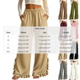 thumbnail image 3 of Vynhevius Women Solid Pants Wide‑Leg Elastic Drawstring Waist Pockets Loose Fit Casual Long Trousers, 3 of 6